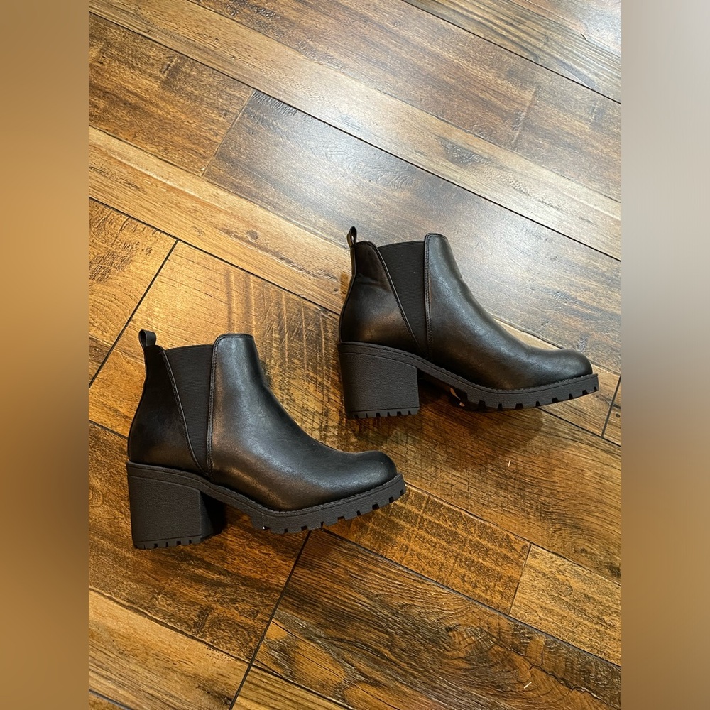 Black leather boots